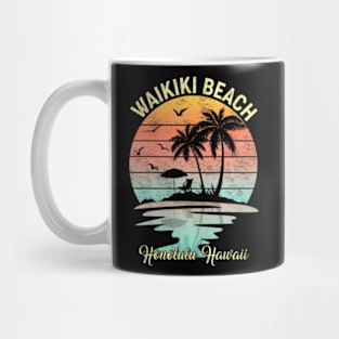 Family Vacation Retro  Honolulu Hawaii Waikiki Beach Mug